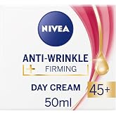 NIVEA Anti-Wrinkle + Firming Cream Age 45+ (50 ml), Age-Specific Facial Care Cream with Apricot Kernel and Shea Butter