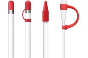 FRTMA [4-Piece] for Apple Pencil Cap/Apple Pencil Tip Cover/Cable Adapter Tether/Apple Pencil Cap Holder for iPad Pro Pencil, Red