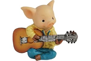 Gemmia Miniature Fairy Garden Pig Statues- Guitarist for Piggy Band
