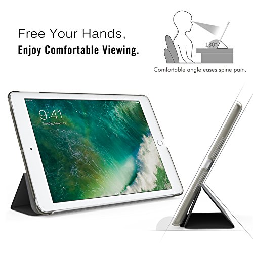 MoKo Hülle für Neu iPad 9.7 Zoll 2017 – PU Leder Tasche Schutzhülle Schale Smart Case mit Translucent Rücken Deckel, mit Auto Schlaf / Wach Funktion und Stanfunktion für New Apple iPad 9.7″ IOS 10 Retina Display Tablet, Space Grau - 6