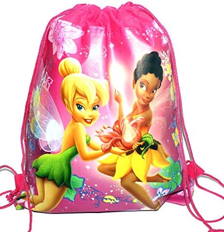 Kids Cartoon Character Double Print Drawstring PE Shoe Swimming Bag Gym Nursery Backpack Fairy Tinkabell (Design #4)