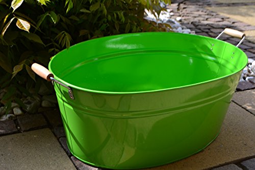 Pflanzschale Zinkwanne groß- Länge 61 cm- -hübsch + praktisch- Zinkwanne grün beschichtet- im Landhausstil - 3
