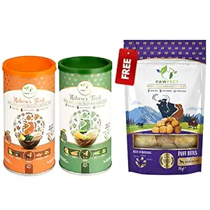 Pawfect - Nature's Feast | Finest Freeze Dried Grain Free Chicken Treats for Dog | 100% Natural (Tropical Twist and Asian Greens) Buy 2 Get 1 Free Puff Bite (2 x 50g + 70g)