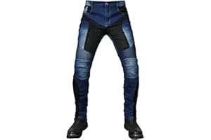TIUTIU Jeans da Moto da Uomo, con 4 Cuscinetti Protettivi Rimovibili, Pantaloni Traspiranti in Rete Estiva, Unisex