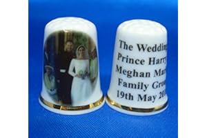BIRCHCROFT CHINA Birchcroft Porcelain China Collectable Thimble - Prince Harry & Meghan Wedding Family Group