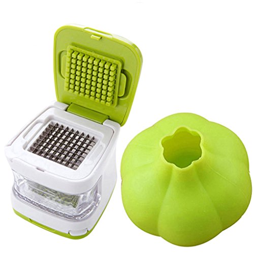 Condello Casa Cube Presse Coupe Ail Moulin à Gingembre Hachoir Concasseur Broyeur Chopper Trancheur Eminceur,Garlic Ginger Press Grater Grinder Râpe Presseur Crusher Cutter Dicer Silicone Eplucheur
