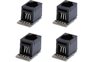 Treadax 4 unids RJ11 6-pin Placa de ruptura con montaje en PCB Negro Modular Jack 6P6C Teléfono Socket Conector Jack Acoplador
