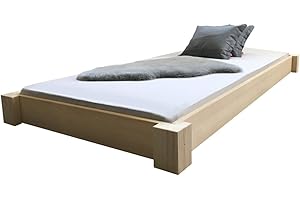 ‎LIEGEWERK LIEGEWERK Massivholzbett Bodentiefes Designbett 140x200 Bett Holz 140 Holzbett Bettgestell (140cm x 200 cm)
