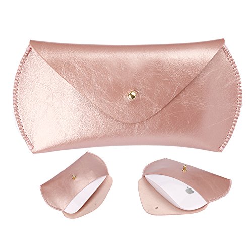 GENORTH® Weiche Hülle Leder Tasche für Macbook Pro 15.4 Wasserdicht mit Schutz Tasche für Maus und Netzteil (15 Zoll, Rose Gold) - 7