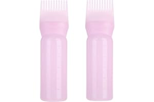 SERLIUM Flacone applicatore di olio per capelli, flacone applicatore pettine per radici da 160 ml Flacone di olio leggero per capelli per il trattamento del cuoio capelluto Essenziale (2 Rosa)