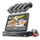 Videoüberwachung set mit 720P Bildqualität:IP66 wetterfeste und staubdichte Kameras für den Innen- und Außenbereich, dreiachsige Montagebasis für eine einfachere Installation der Kamera.