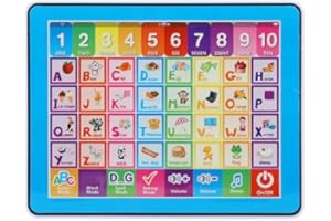 HZTYYIER Kinder Lernspaß Tablet Baby Smart Toucher Play Tablet Kind Musik ABC lernen Spielzeug für Buchstaben Worte Rechtschreibung Nummer