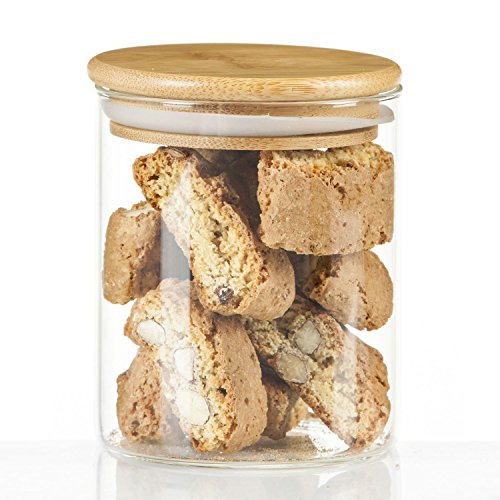 Dimono Vorratsglas aus Borosilikatglas Vorratsgläser Glas-behäler Einweck-Glas mit Bambus-Deckel – Größe S (0,5L) - 2
