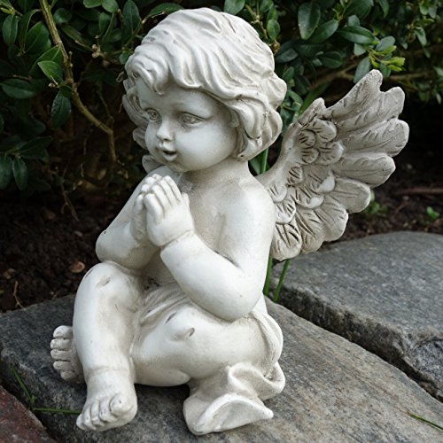 Sitzender Grabengel Grabschmuck Figur. Höhe 13,5cm - 2