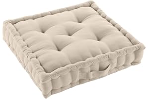 Acomoda Textil – Cojín de Suelo Acolchado con Asa de Transporte. Cojines para Palets, Banco, Silla y Suelo, Asiento Cómodo Decorativo para Interior y Exterior (Beige, 50x50cm, 1 Unidad)
