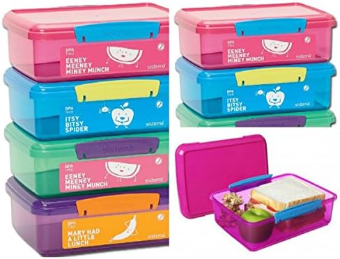 2 Pack Sistema Sandwich Lunch Box 2Ltr Multi Use Office,Kids School New BPA Free New