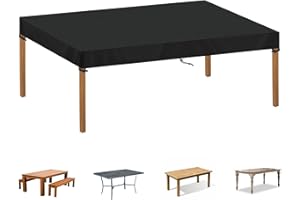 SIMPHAUS Pokrowiec na stół ogrodowy, pokrowiec na stół, pokrowiec ochronny na meble ogrodowe, odporny na warunki zimowe, ochrona stołu, ochrona stołu, wodoszczelna, tkanina Oxford 420D, 190 x 100 x 15