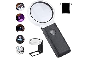 Mupack Lampe Loupe sur Pied, 6X 25X Loupe de Table avec Support Pliable, loupe de Lecture, Loupe Eclairante avec lumière 5 LED, pour Lecture, l'inspection, Soudure, l'artisanat, réparation