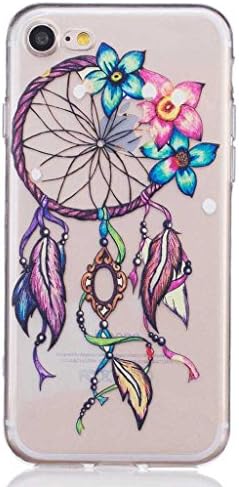 iPhone 7 Case [ with Free Tempered Glass Screen Protector ], iGrelem® Ultra Thin TPU Soft Clear Cover for Apple iPhone 7 4.7 Inch, Plum Blossom, Butterfly, Feather Colorful Pattern Design Protective Back Case for iPhone7 (Flower #2, Multicolor)