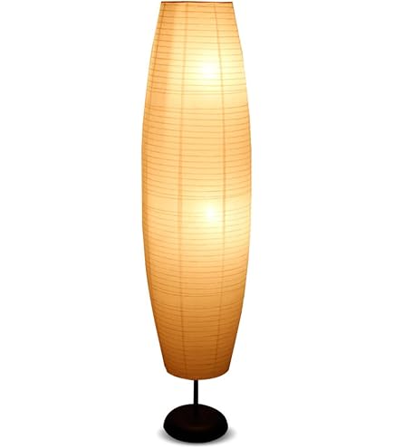 Abat-jour En Papier De Riz Pour Lampadaire - Longueur 47 Pouces (120 Cm), Style Minimaliste, Blanc, Sans Support