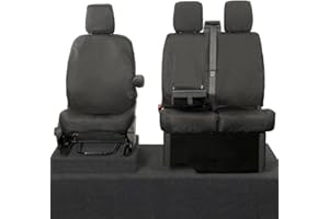 UK WHOLESALE LOWERING THE COST TO YOU My Van Seat Covers MVSC120BAD2 Tailored Waterproof Front Seat Covers (Single/Double WITH Pull Down Tray) Black - To Fit Ford Transit Van MK9 (Including Tipper) 2019 Onwards