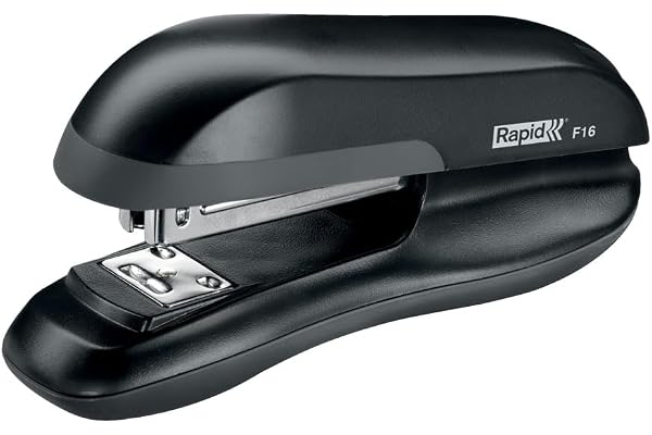 Rapid, Agrafeuse F16 Noir en Plastique et Métal, 20 Feuilles (80g/m²), pour Agrafes 24/6 et 26/6, Format Compact, Idéale pour Bureau, Maison et École, Garantie 5 Ans, 23810501