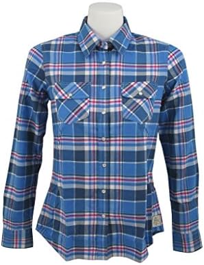 Ladies Top Quality 100% Cotton Check Shirt (Blue, Large)
