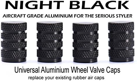 Universal Aluminium Wheel Valve Air Caps - NIGHT BLACK - Suitable for ALL MAKES OF CARS, including AUDI, BMW, VW, MERCEDES-BENZ, PORSCHE, FORD, VAUXHALL, HONDA, RENAULT, MINI, JAGUAR, SEAT, PEUGEOT, KIA, BENTLEY
