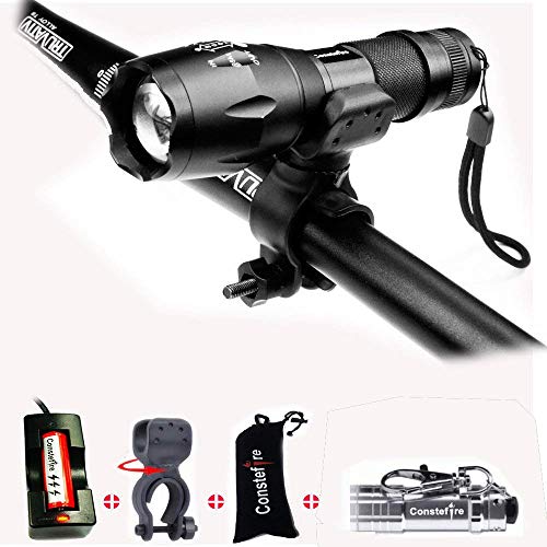 Constefire Torcia XML T6 Torcia LED,Luce della Bicicletta,(Max 1200lm; Impermeabile IPX5; 5 modalità,) 18650 Batteria Ricaricabile e Caricabatteria Incluse & Mini Torcia