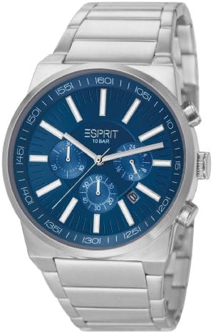 Esprit Modesto Men's Quartz Watch with Blue Dial Analogue Display and Silver Stainless Steel Bracelet ES105571004