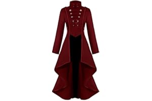 NUSGEAR Moda Chaqueta Mujer Medieval Steampunk Gótico Abrigo de Otoño Tops Retro Vestido Manga Larga Chaqueta de Botón Outwear Tops Camiseta Chaqueta Halloween Talla Grande vpass