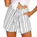 Produktbild Damen Shorts,Sannysis Frauen Striped Hot Pants Summer Casual Shorts Schnüren Sich Kurze Hosen/Vertikale Streifen Shorts (M, Weiß)