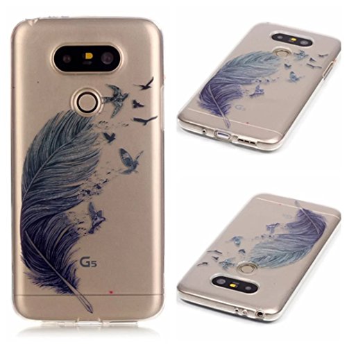 KSHOP Case Cover TPU Silikon Hülle für LG G5 Taschen Schale Schutzhülle Etui dünn kratzfeste stoßdämpfende - Grau Feder