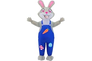 SILOM Easter Bunny Inflatable Costume for Adult Kids Inflatable Easter Rabbit Suit Bunny Costume Fancy Dress Blow up Costume for Men Women Christmas Halloween Fun Easter Suit