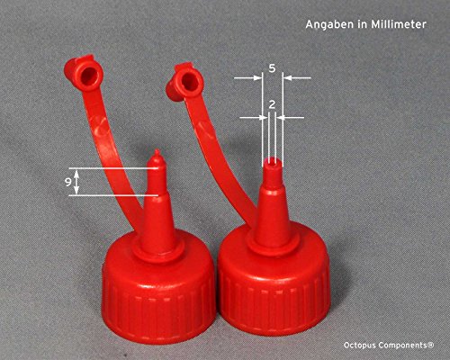 10 x 250 ml Kunststoffflaschen, Plastikflaschen aus HDPE mit roten Spritzverschlüssen bzw. Tropfverschlüssen, chemikalienresistent - 3