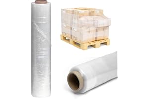 Pallet Stretch Wrap 500mm x 250m 23mu 12pcs Clear Non Extended Core Shrink Cling Wrapping Film for Moving House Packaging Furniture Industrial Uses by Tezraftaar®