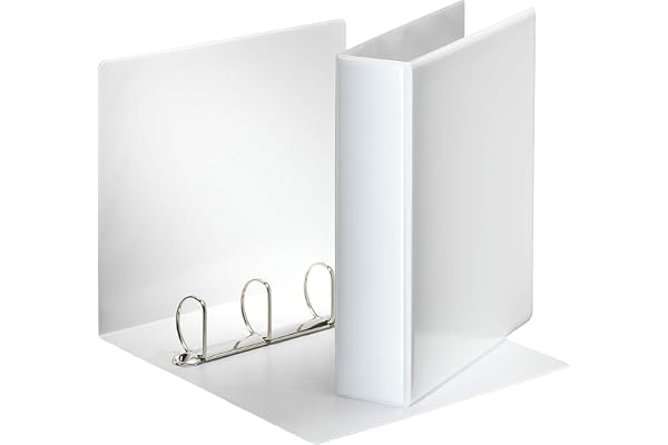 Esselte - Esselte Essentials - 49705 - Classeur à anneaux personnalisable - A4 - Capacité de 500 feuilles - Carton recouvert de polypropylène - 4 anneaux - Blanc