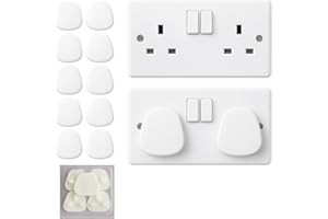 SJ ESSENTIALS 10 Pack Plug Socket Covers UK – Child P lug S ocket C overs Baby – White S ocket Inserts for UK 3-Pin Plug S ockets – Electrical Outlet P lug C overs
