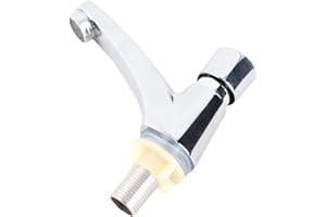 TBEST Robinet D’Eau Froide Simple De Type Poussoir,Robinet Poussoir,Delay Faucet,Robinet À Bouton Poussoir,Robinet Lave Main Eau Froide,Robinet À Fermeture Automatique Public Ktchen Salle De Bains Chromé À