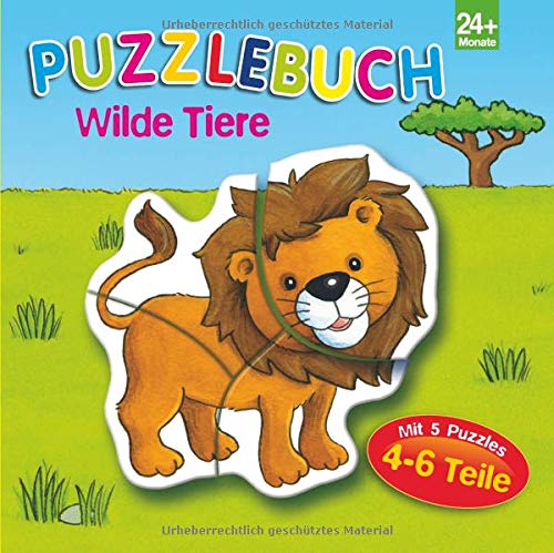 Puzzlebuch Wilde Tiere: 5 Puzzles mit je 4-6 Teilen