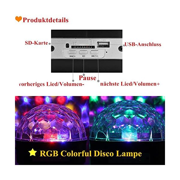 Discokugel,SOLMORE LED Partylicht Disco Lichteffekte mit Fernbedienung