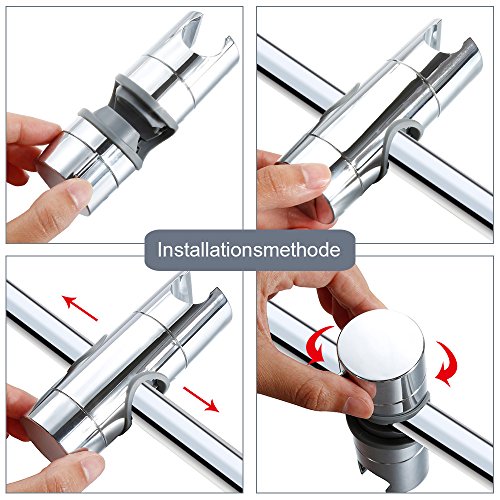 Rovtop Handbrause Halterung Slide Bar 18-25 mm Außen Durchmesser verstellbar ABS Brausehalter Verchromt für Badezimmer - 4