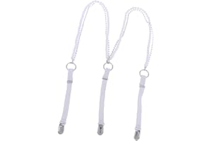 P Prettyia Lady Women's Adjustable Slim Trouser Braces Suspender Belt Fancy with Pearls - White, 22x1.4cm