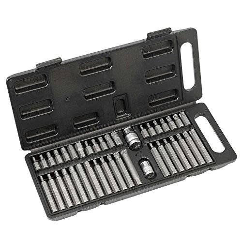 Kraft-Bitsatz 40tlg | Wiesemann 80034 | Chrom-Vanadium Stahl | Bit-Halter 1/2″ und 3/8“| Für Innen-Torx-Schrauben T20 – T55 | Für Innensechskantschrauben 4mm – 12mm| im Werkzeugkoffer | Lange Spezial-Bits - 3
