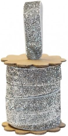 Christmas Ribbon Spool - 4 metres of Silver Glitter Ribbon