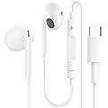 Écouteurs Filaires USB-C pour iPhone 17/16/15 Écouteurs Intra-Auriculaires Hi-FI Stéréo Typ-C avec Microphone et Contrôle du Volume pour Apple 17/16/15, Samsung S24/S23, iPad - Blancs