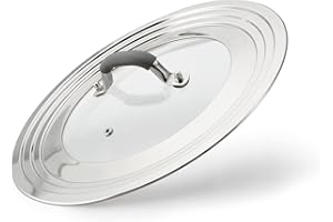 WishDirect Coperchio Universale per 21 – 31 cm Pentole, Padelle, Woks, Casseruole, Coperchi in Vetro per Padella, Pentola, Coperchio Universale con Manico in Silicone Resistente al Calore, Grigio