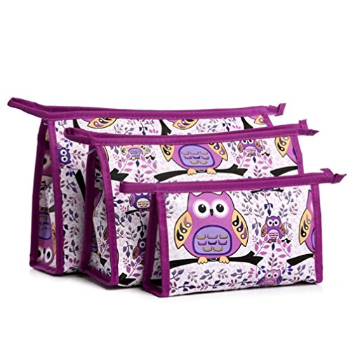 Voberry® 3 Pcs Cosmetic Toiletry Travel Wash Makeup Bag Holder Pouch Kits Set for Women Lady (F)