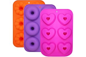 Moules à Donuts en Silicone, ZoneYan Moule en Silicone pour Beignets, Silicone Donut Molds, Moules Beignets Antiadhésifs, Donuts Moule Silicone Patisserie, Donut Silicone Baking Pan (3 pièces)