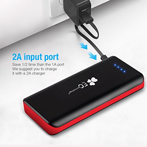 EC TECHNOLOGY 22400  mAh batterie externe 3  ports USB Auto IC Sortie Portable Charge pour iPhone Samsung Galaxy et autres smartphones Noir et rouge 
